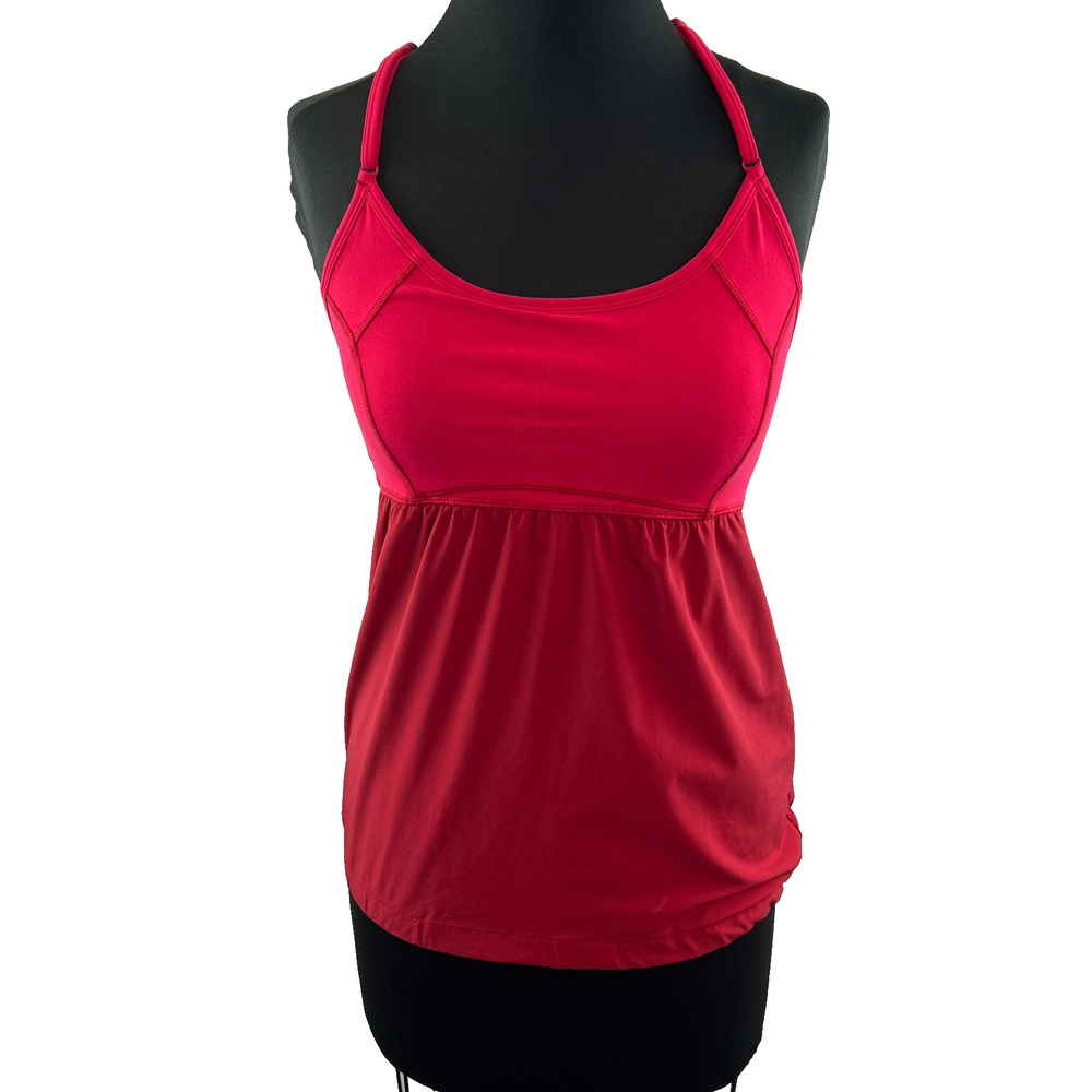 ATHLETA Pink Red Retreat Tank Top Racerback Fitness Sport Workout Yoga Size XS